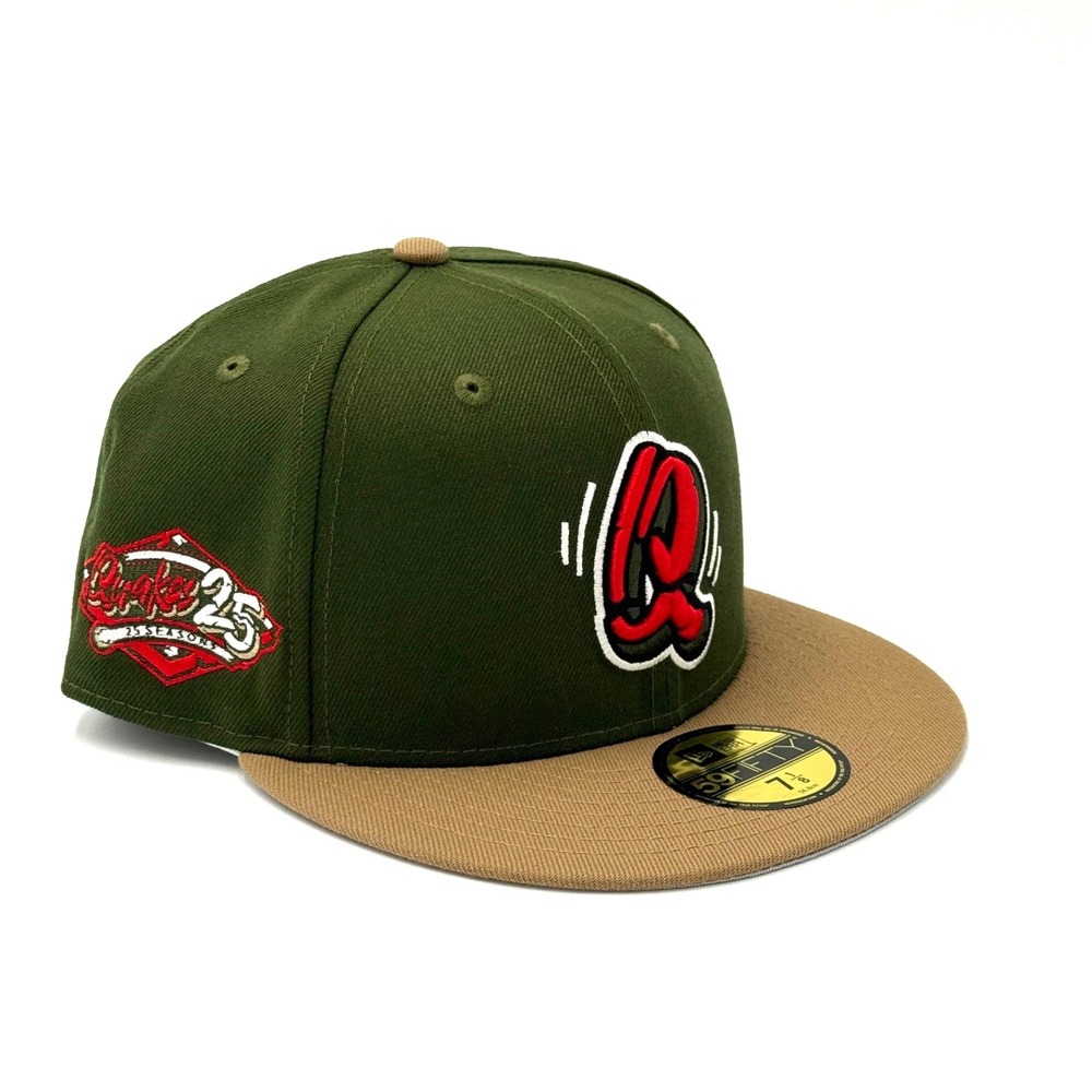 Rancho Cucamonga Quakes New Era 59FIFTY Green Bark Khaki Hat Cap 7 1/8 New